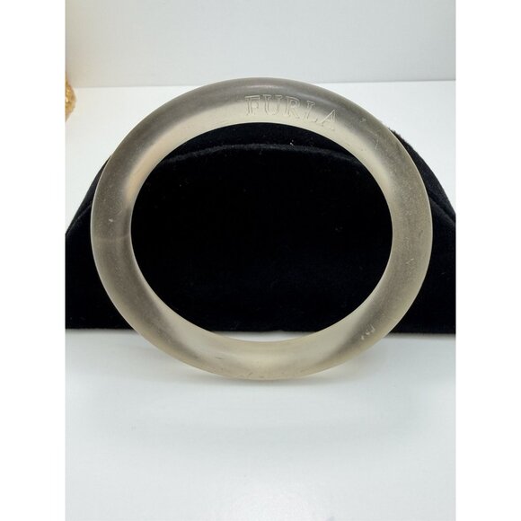 Furla Clear Lucite Bangle Bracelet Made In Italy Vintage Frosted Style Sz8” - Picture 9 of 10